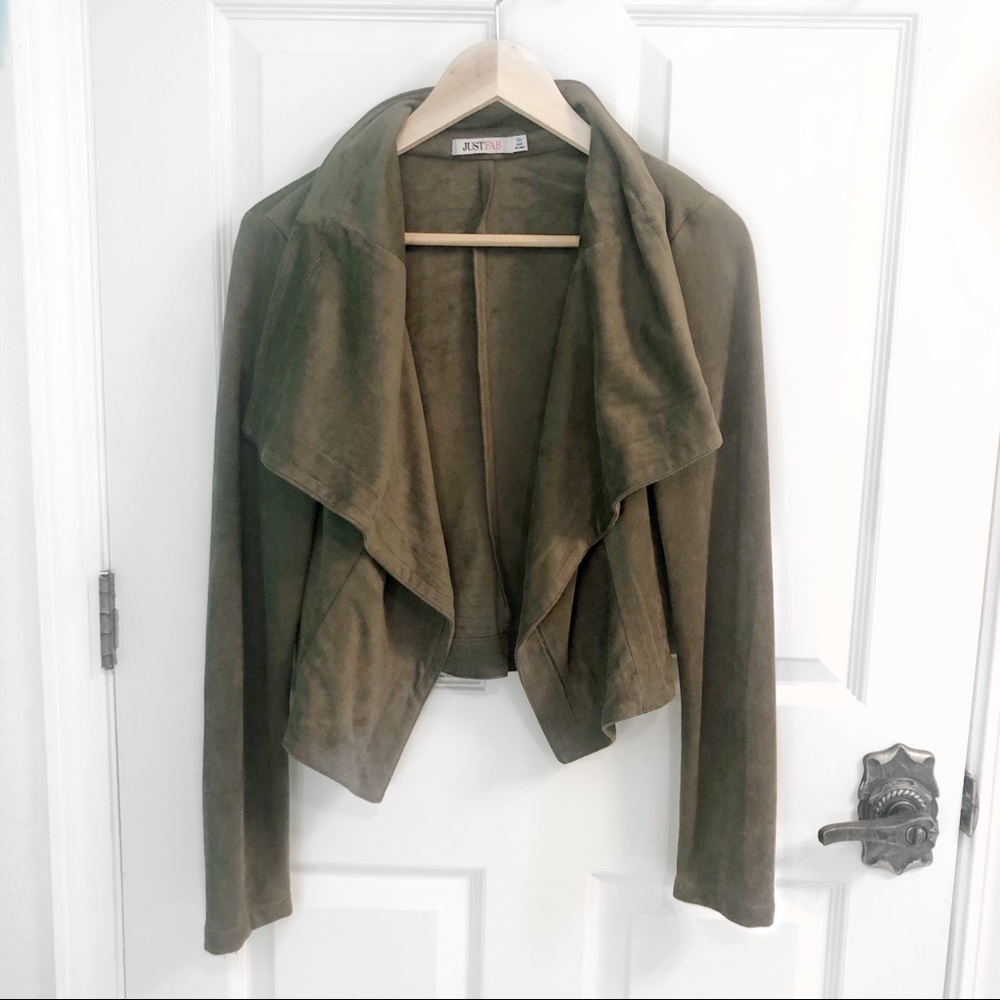 Just Fab | Olive Green Suede Fall Jacket | Small